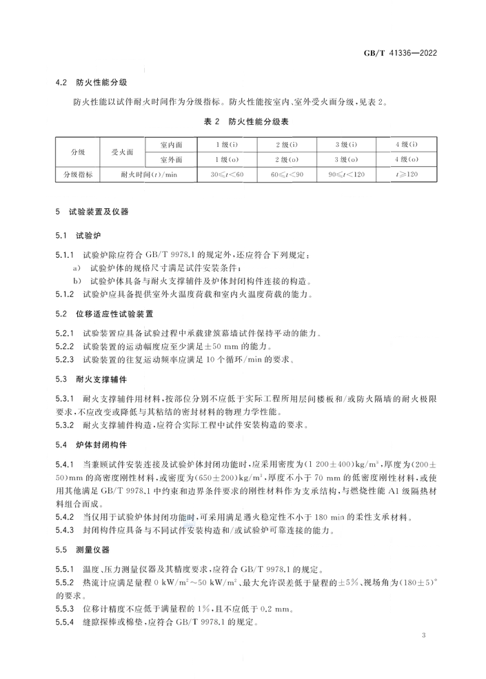 GB/T 41336-2022《建筑幕墻防火性能分級(jí)及試驗(yàn)方法》全文公開(kāi)