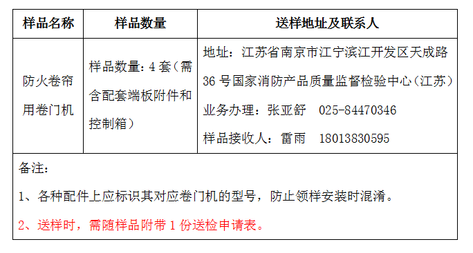 防火卷簾用卷門機(jī)自愿性認(rèn)證送檢文件（江蘇所）