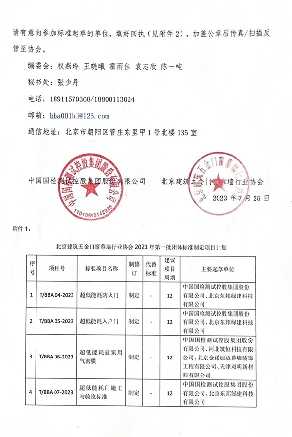 關(guān)于邀請《超低能耗防火門》等四項標準參編的通知