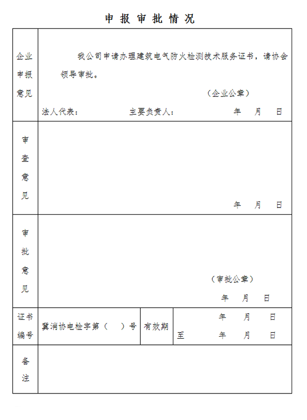 關(guān)于申辦《建筑電氣防火檢測技術(shù)服務(wù)證書》的通知