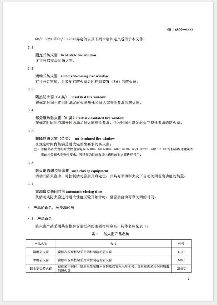 《防火窗》強(qiáng)制性國(guó)家標(biāo)準(zhǔn)(征求意見(jiàn)稿)